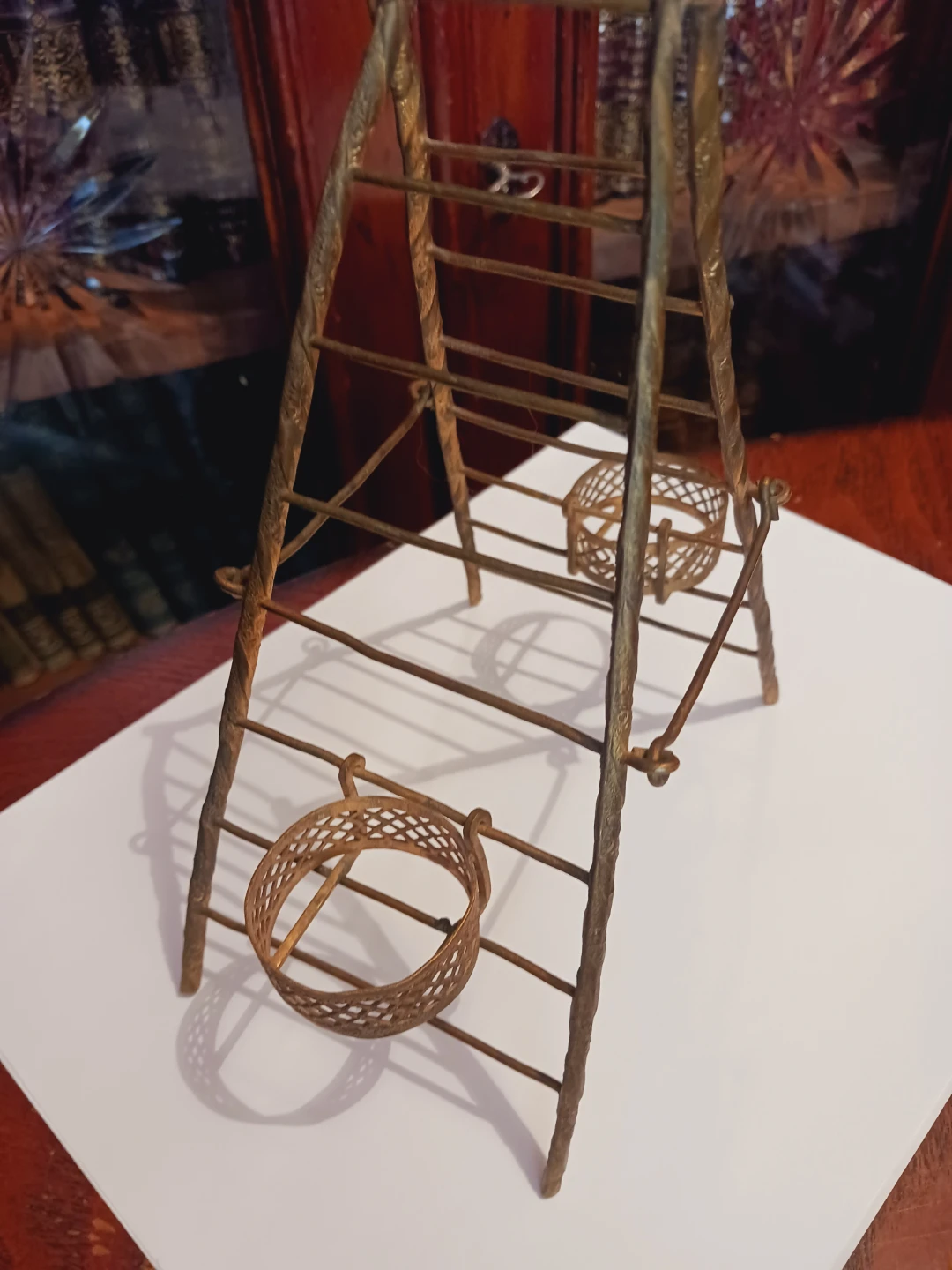Vintage Brass Miniature Ladder Candle Holder - photo 3