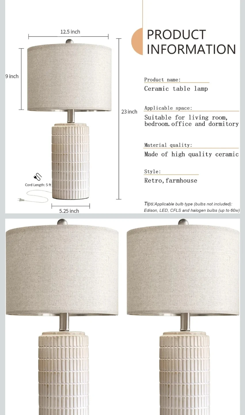 Set of 2 Ceramic Table Lamps - photo 2