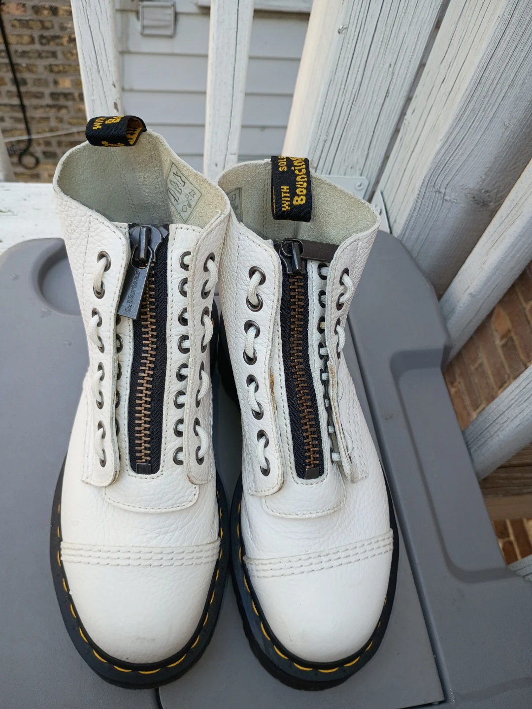 Dr. Martens Sinclair White Leather Platform Boots
