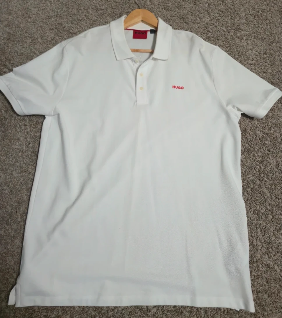 Hugo Boss Mens Regular Fit Polo Shirt White Size XL Red Label