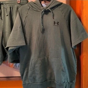 Under Armour Cold Gear Hoodie & Shorts Set, Dark Green, Size XL - photo 5