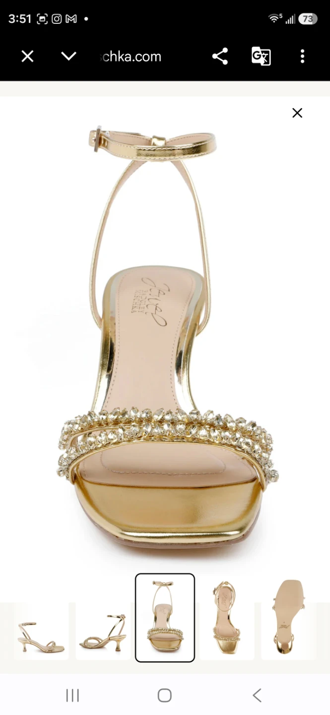 Jewel Badgley Mischka Nayla Kitten Heel Sandals Gold 🏈
