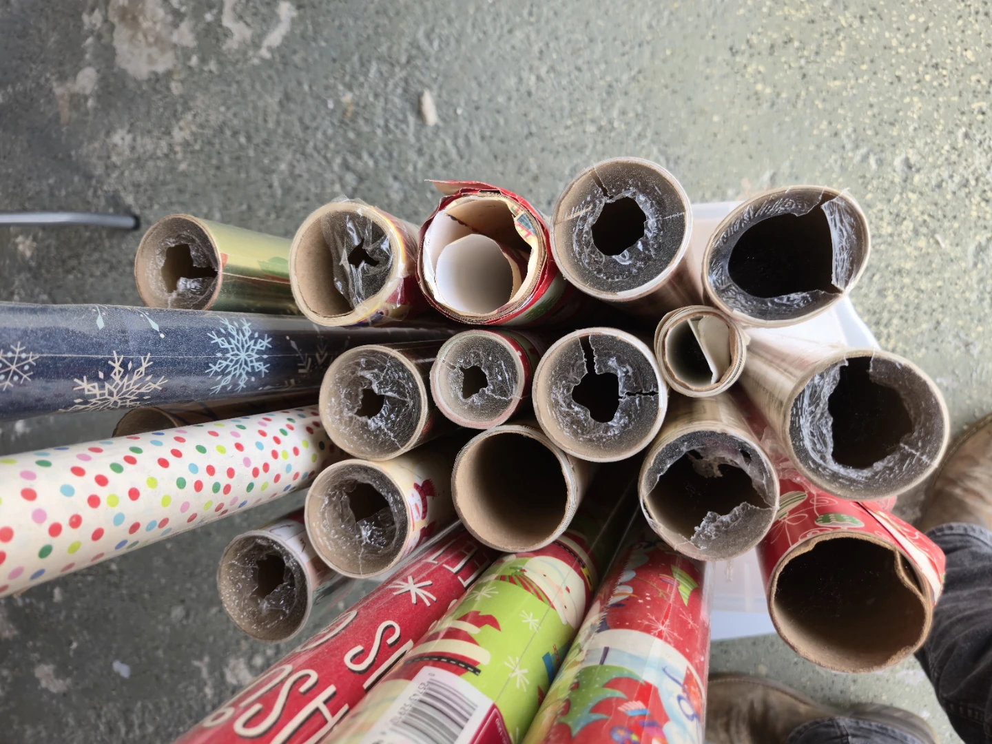 Lot of Christmas & Assorted Wrapping Paper With Container - photo 3