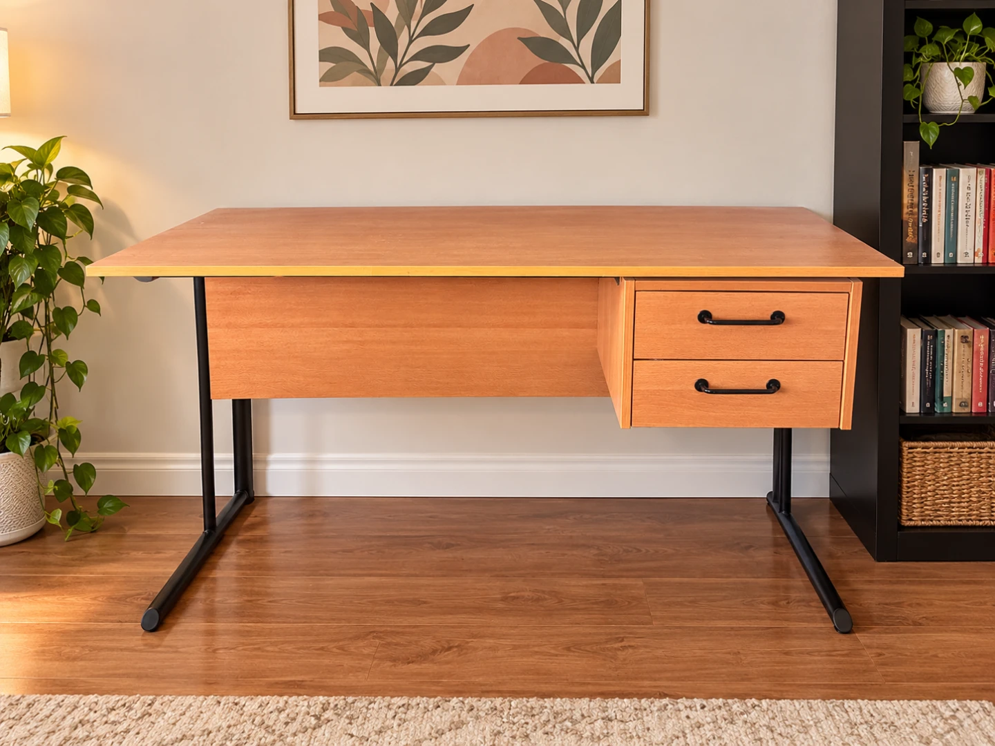 Wooden Computer Desk with Drawers