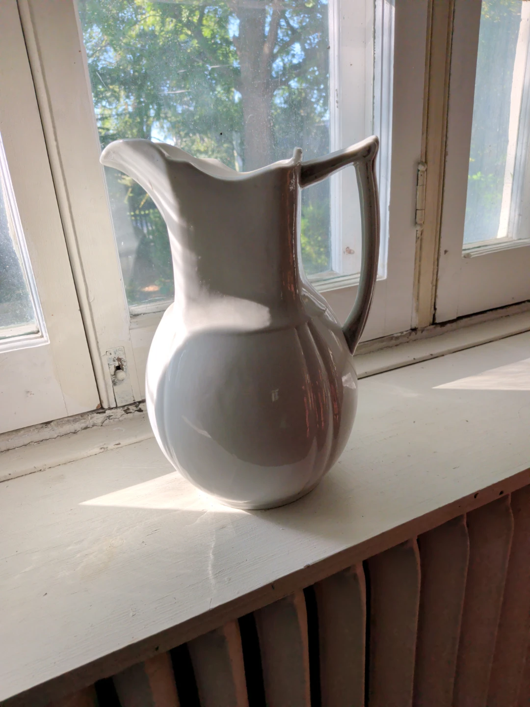 Two's Company White Ceramic Pitcher