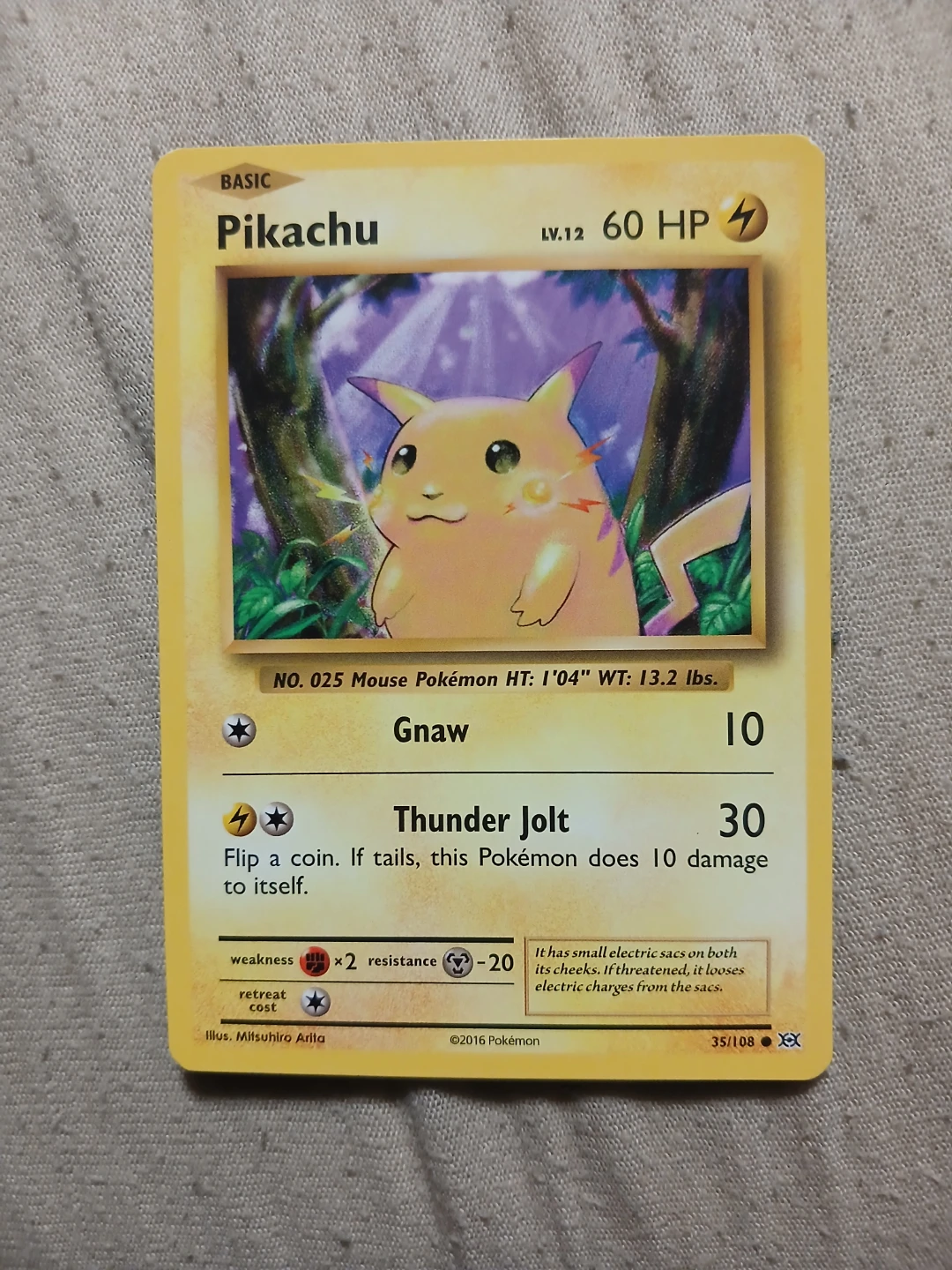 Pikachu 35/108 2016 Pokémon Card