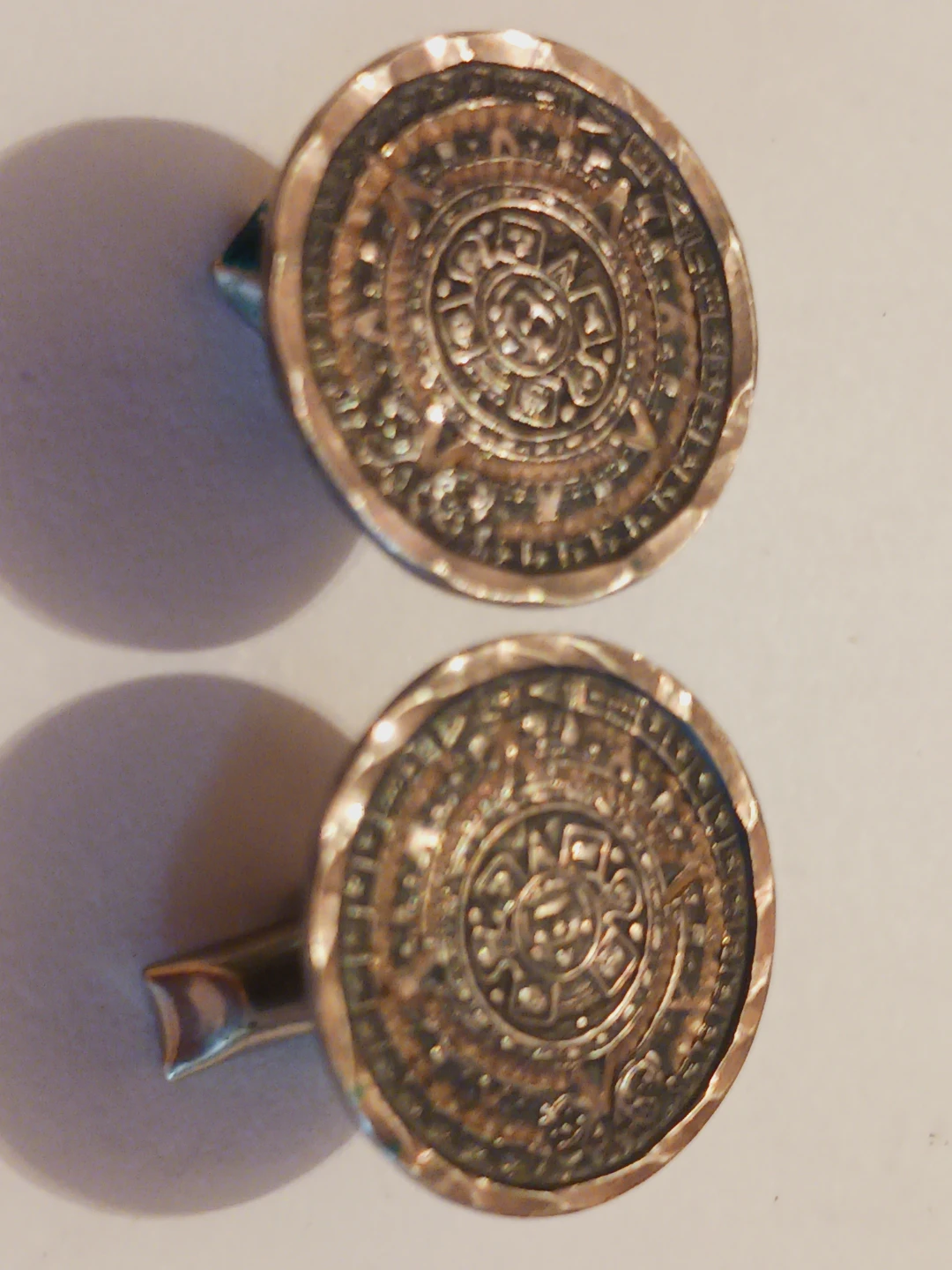 Sterling Silver 925 Aztec Mayan Calendar Design Cufflinks - photo 2