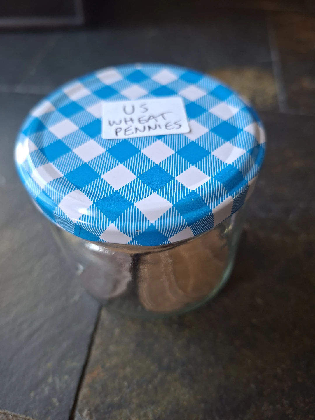 US Wheat Pennies in Glass Jar