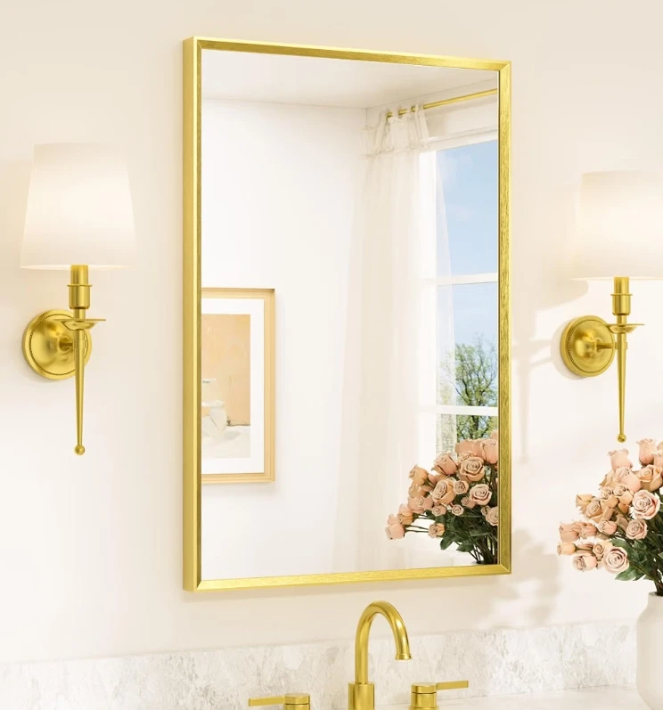 Gold Framed Rectangular Wall Mirror