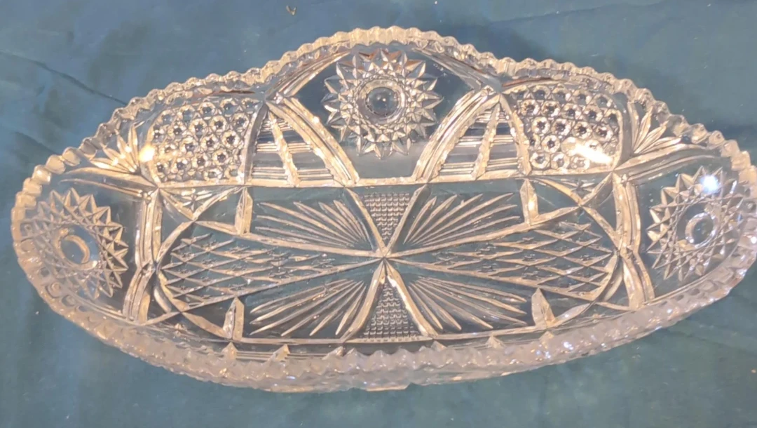 Vintage Cut Glass Crystal Serving Dish