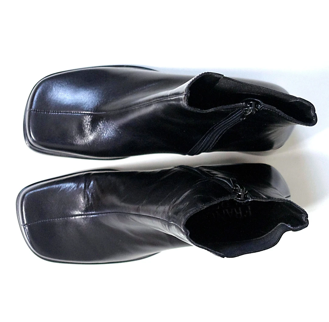 Vintage Black Leather Ankle Boots with Block Heel - photo 5
