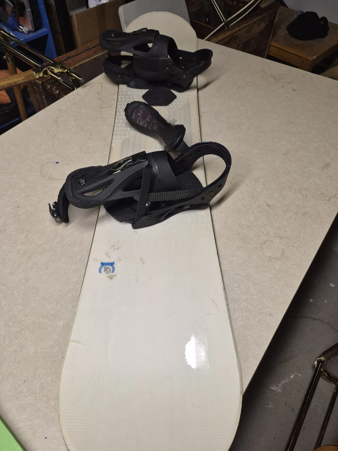 White Snowboard with Black Bindings - photo 3
