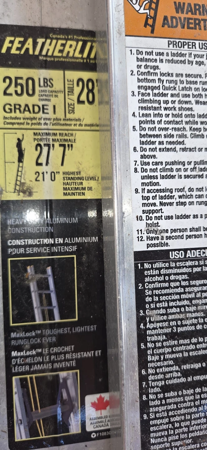 featherlite 28 ft aluminum extension ladder - photo 2