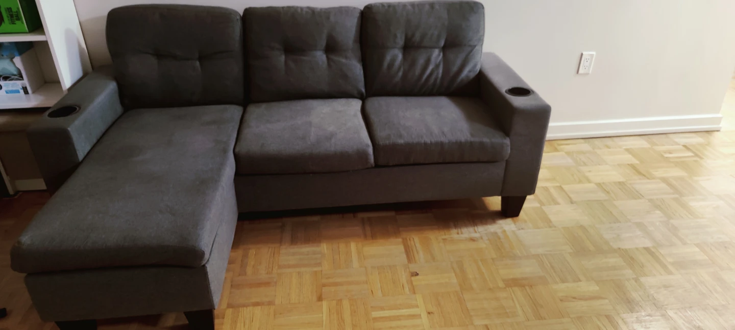 Dark Grey Sectional Sofa with Cup Holders - photo 2