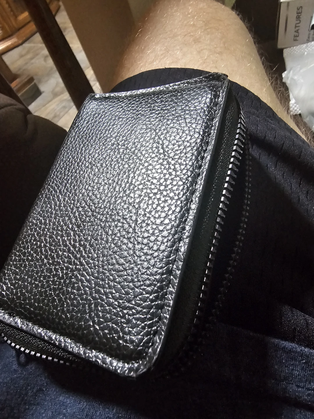 Leather zippered wallet