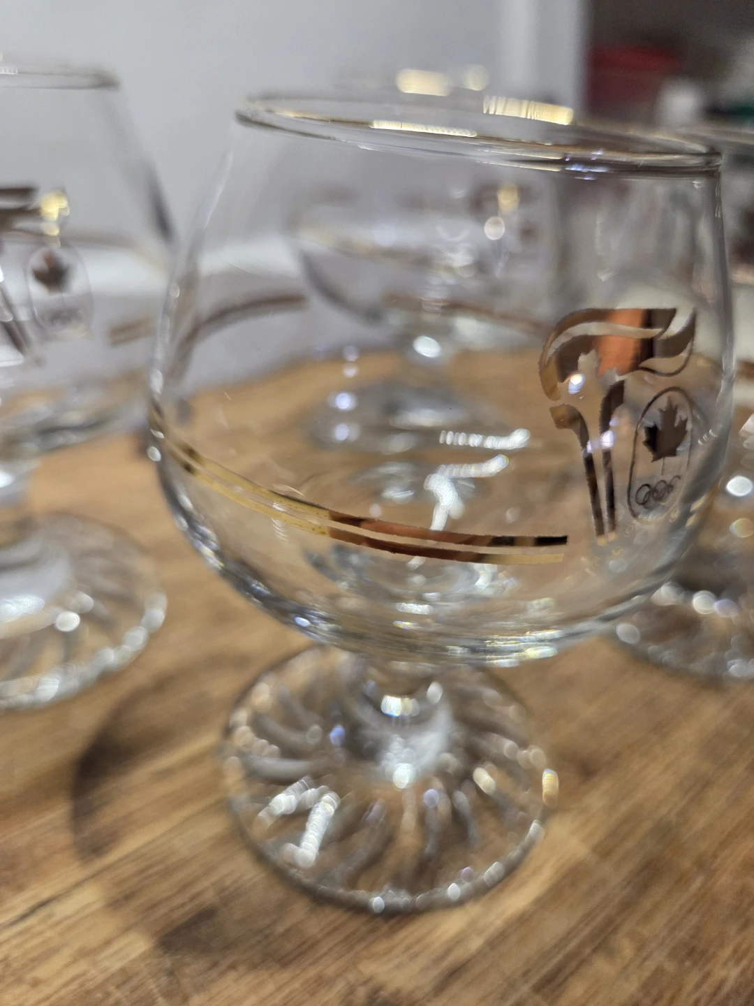 1988 Olympic Set of 4 Vintage Brandy Glasses with Gold Trim - photo 5