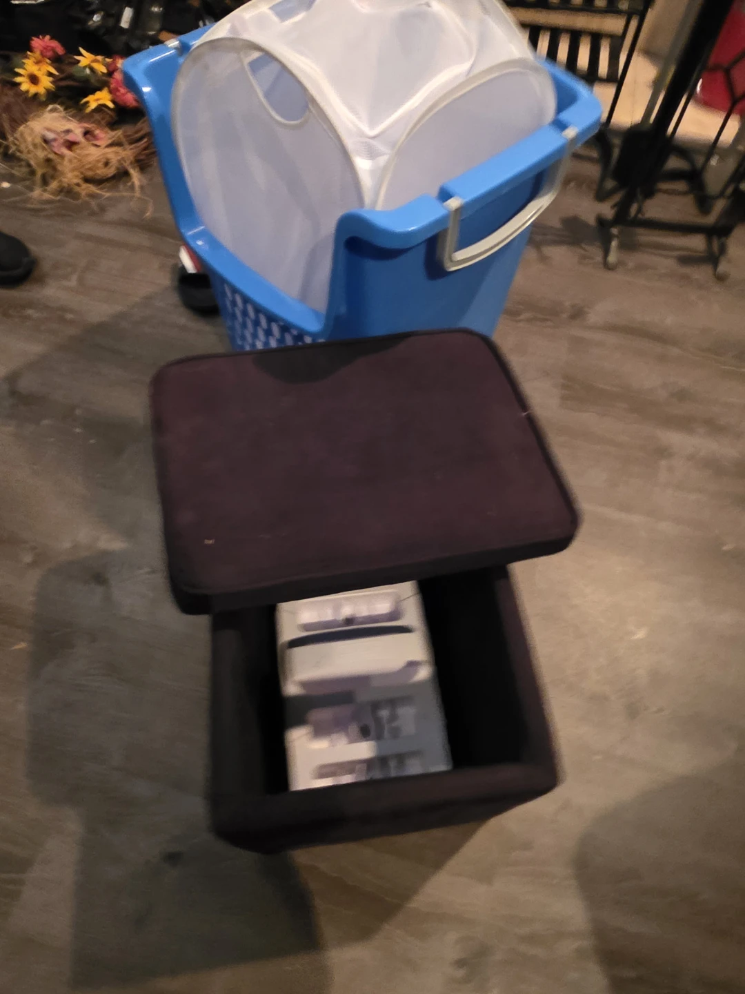 Black Storage Ottoman Gaming storGe