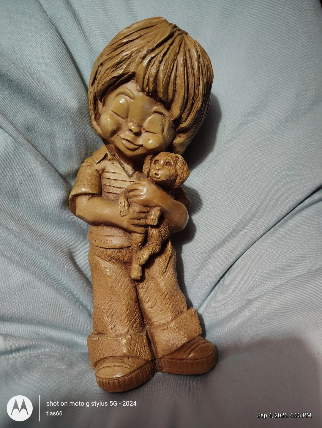 Vintage 1978 Ceramic Boy with Dog Figurine