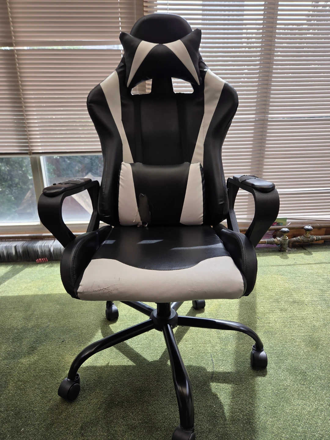 Black and white gaming chair