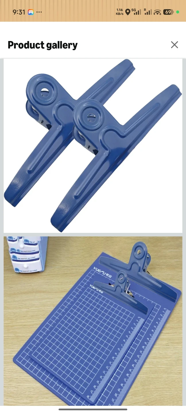 Blue Metal Binder Clips - 2 Pieces