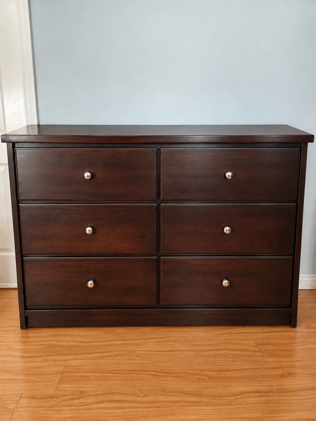Dark Brown Wooden 6-Drawer Dresser