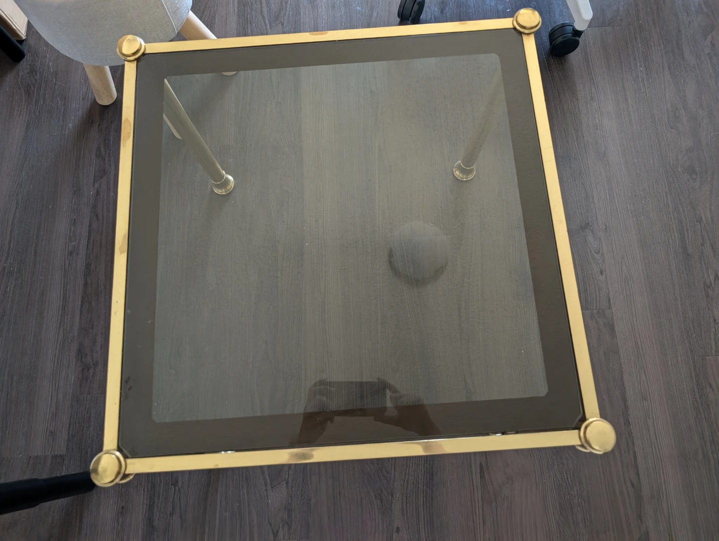 Vintage Brass and Smoked Glass Side Table - photo 2