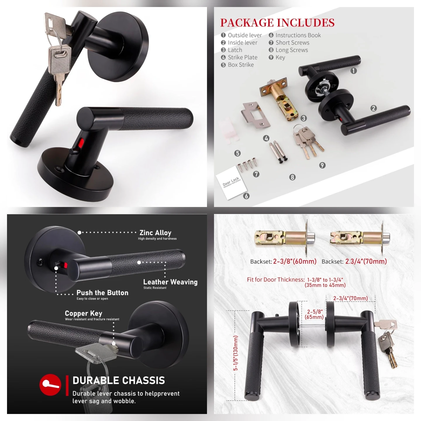 BAK BO Interior Door Key Lock Handle Leather high quality