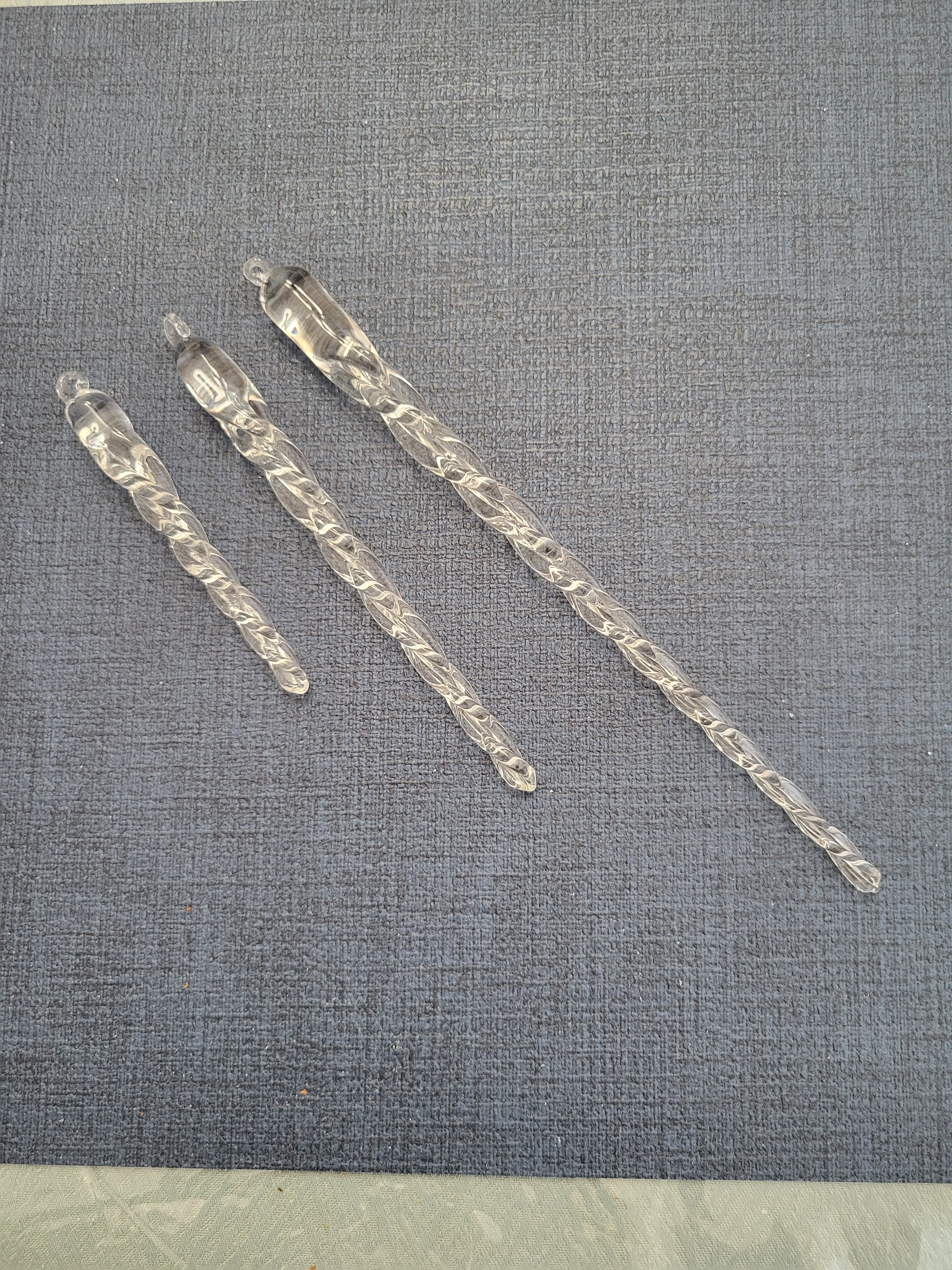Twisted Clear Glass Icicle Ornaments- 48 pieces
