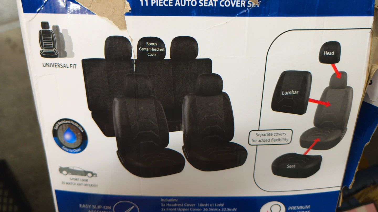Sams 11-Piece Sport Faux Leather Auto Seat Cover Set