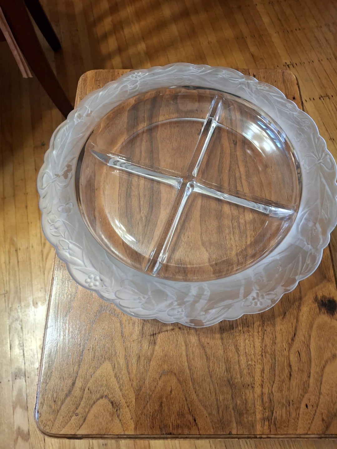 Vintage Frosted Glass Divided Serving Platter