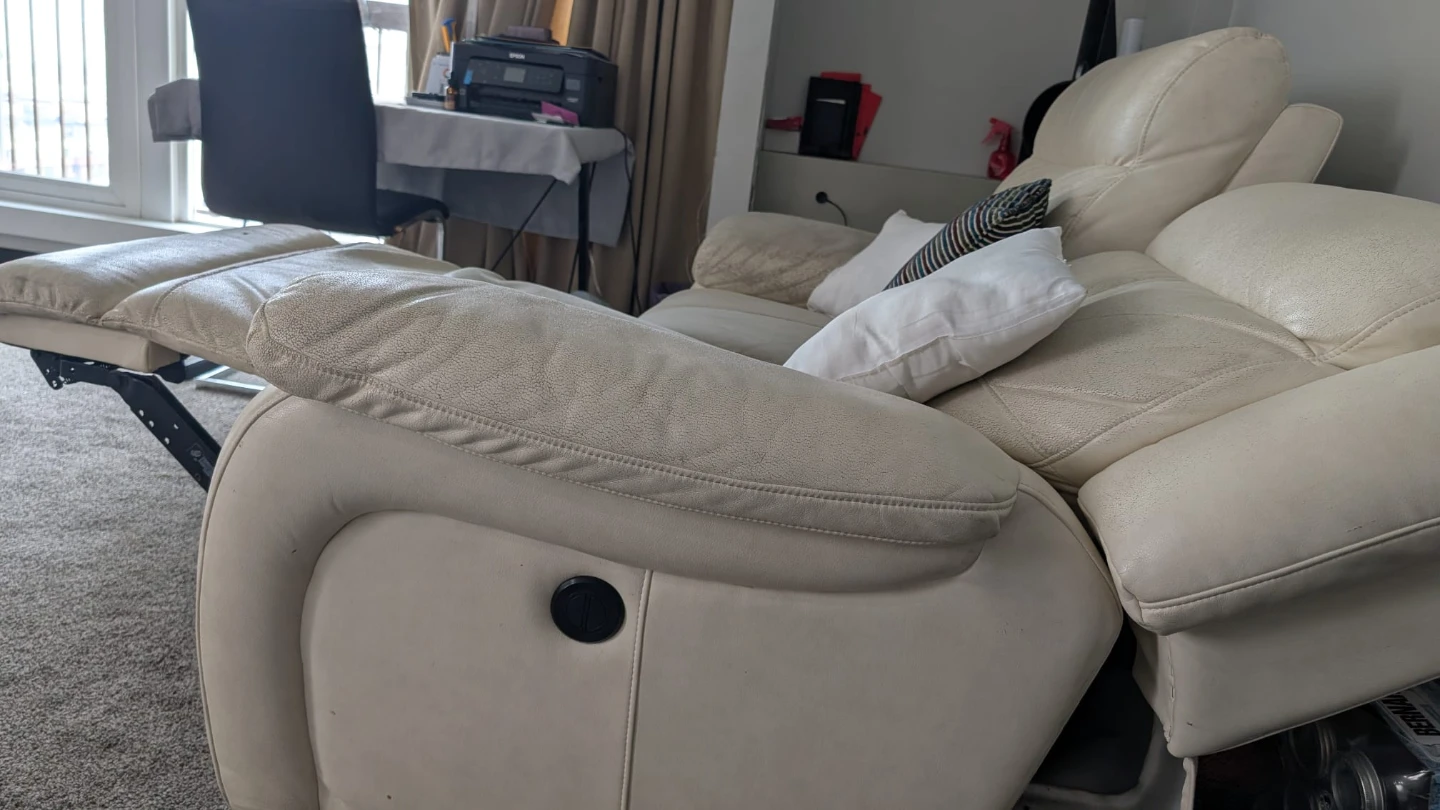 Cream White Two-Seater Reclining Loveseat - photo 2