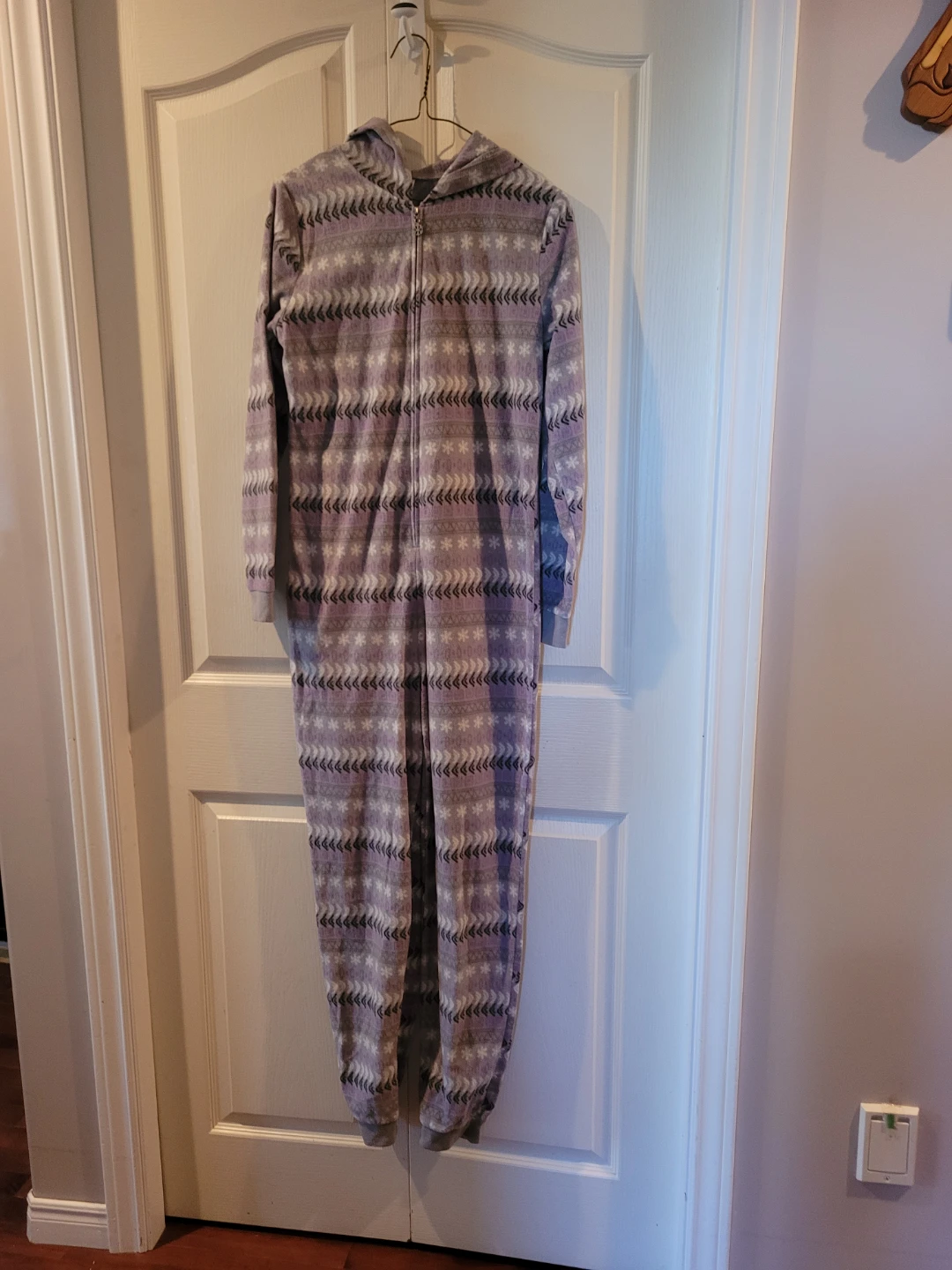Purple Patterned Hooded Onesie - photo 2