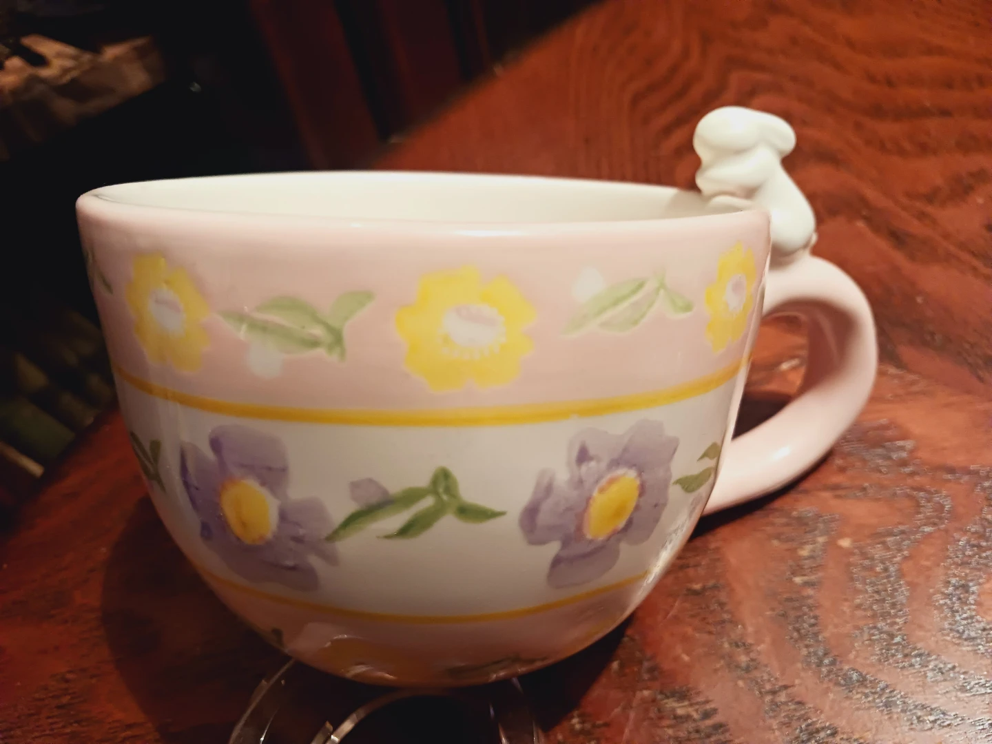 Cute Floral Ceramic Mug with Bunny Handle - photo 3