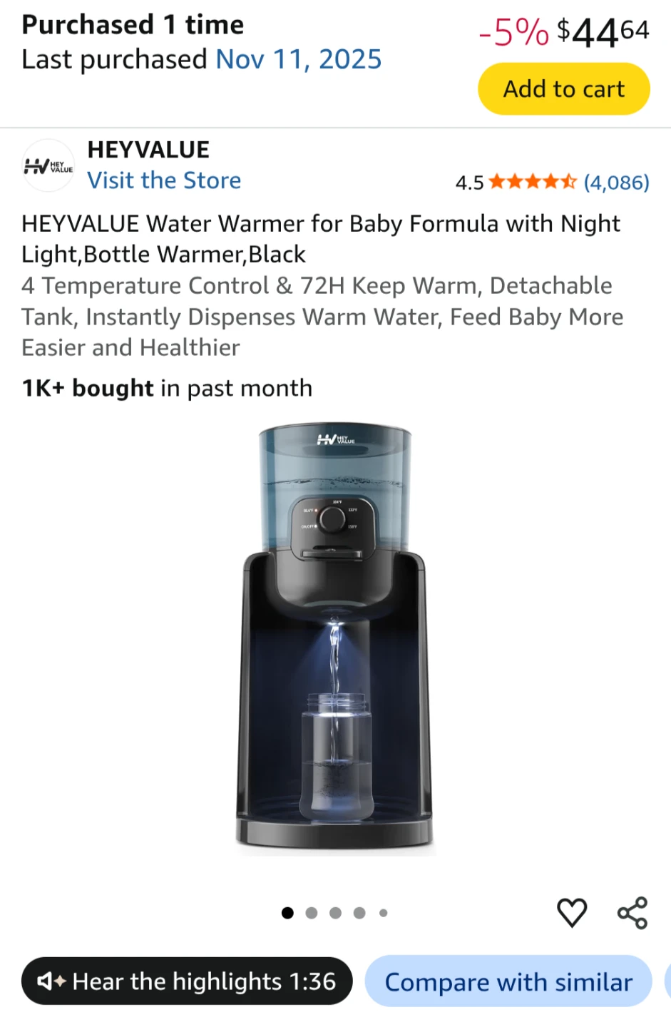 HEYVALUE Baby Formula Water Warmer Bottle Warmer - photo 3