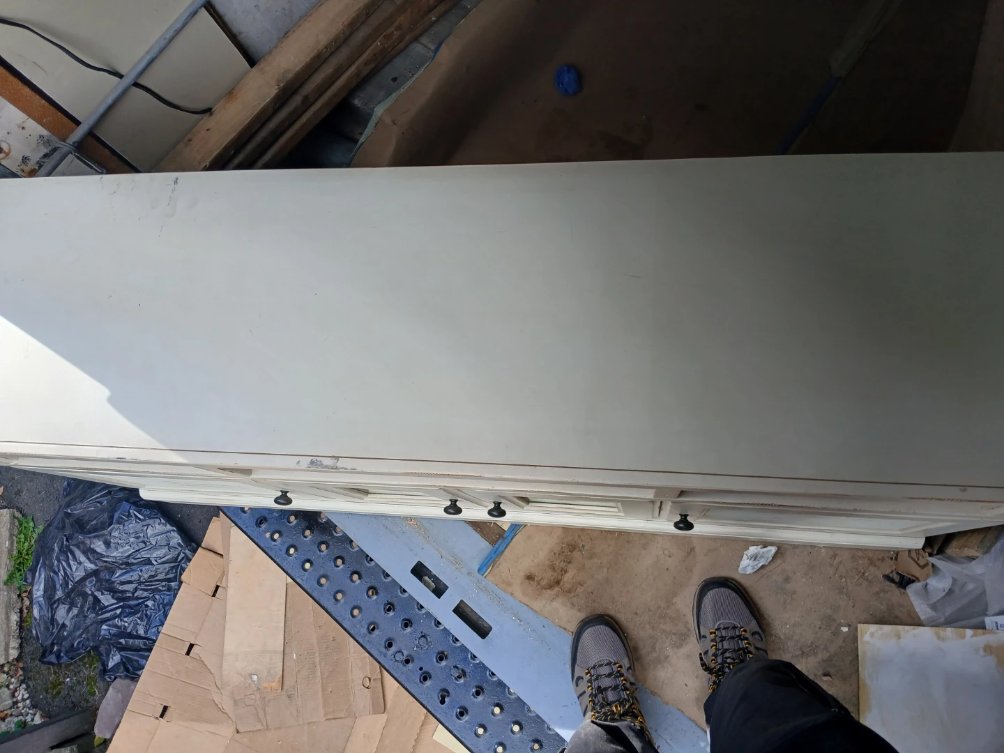 Off-white TV Stand with Cabinet Doors - photo 4