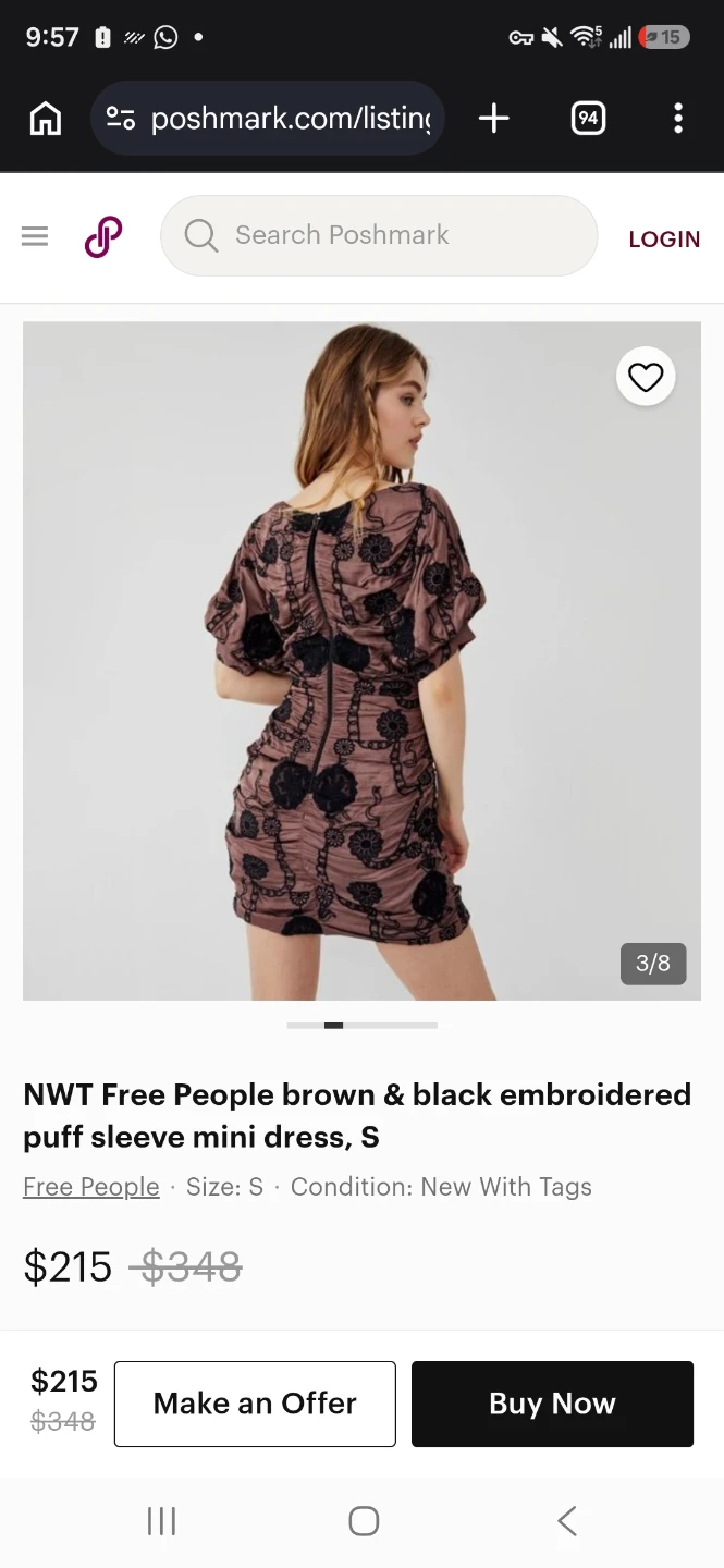 Offer your price Free People Embroidered Puff Sleeve Mini Dress - photo 3