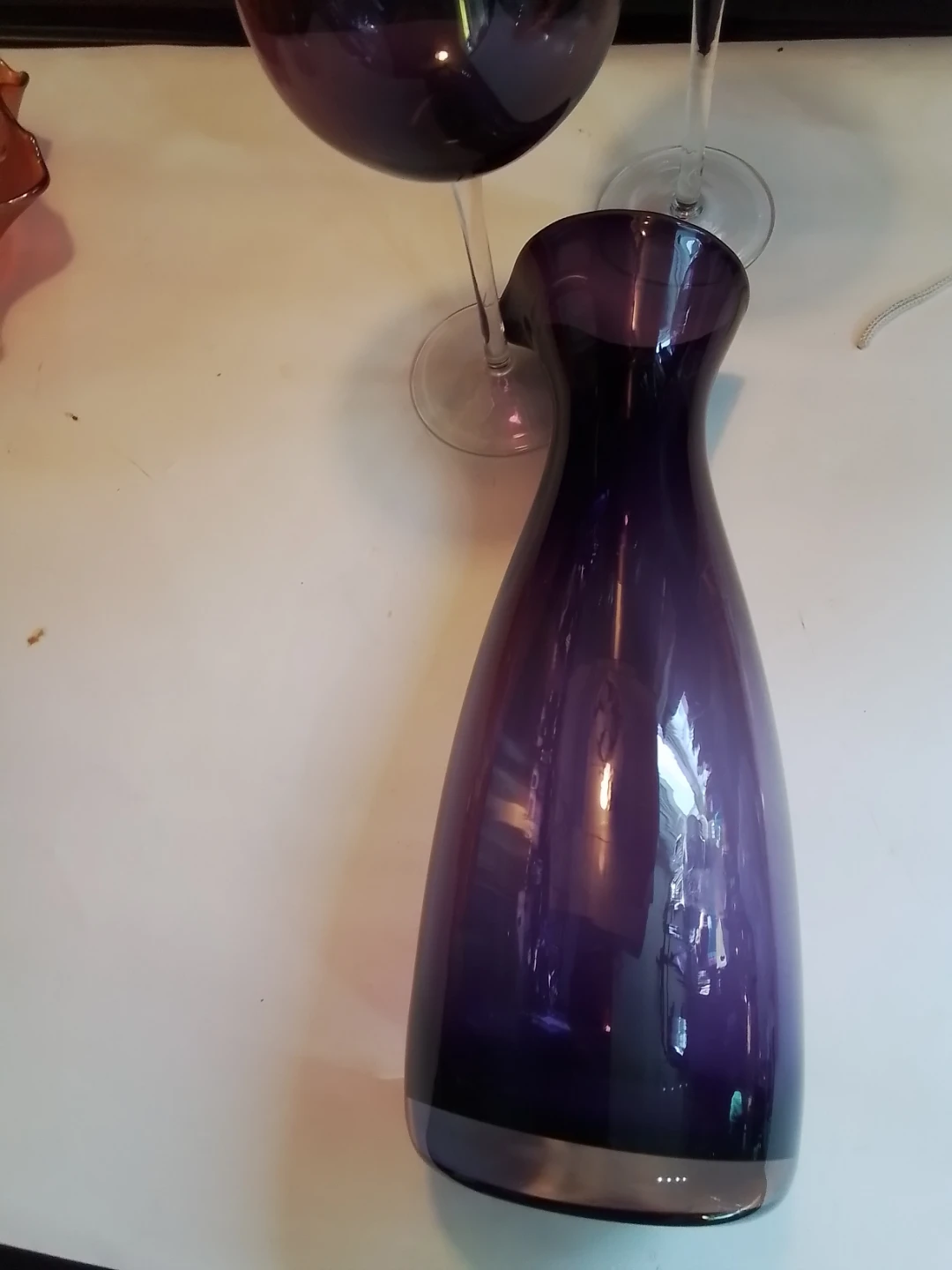 Vintage MCM Amethyst Art Glass 4-Pc Wine Set - photo 4