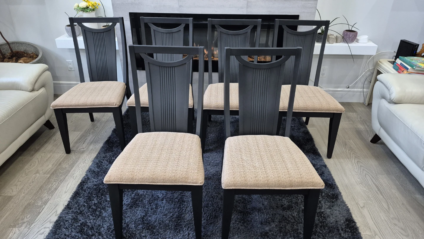Set of 6 Refinished Dining Chairs – New Upholstered Seats - photo 3