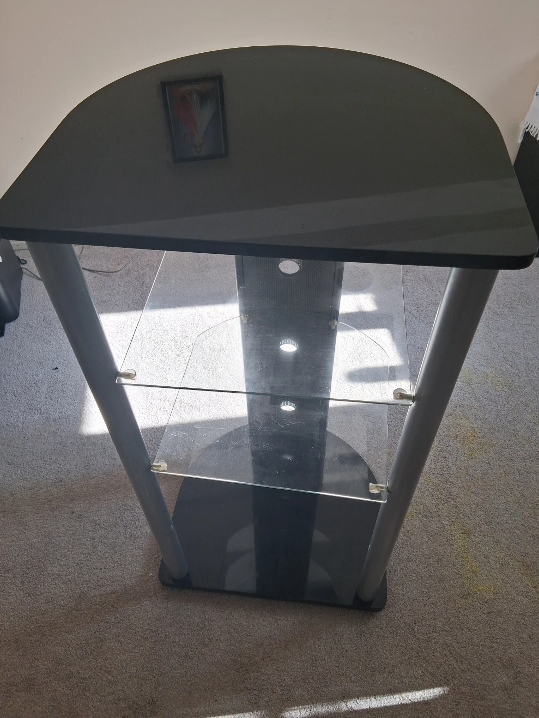 Glass and Silver Metal AV Media Stand - photo 2