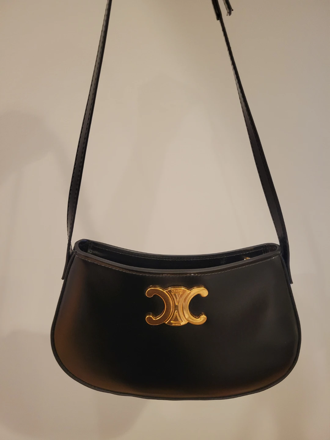 Celine Triomphe Shoulder Bag in Black