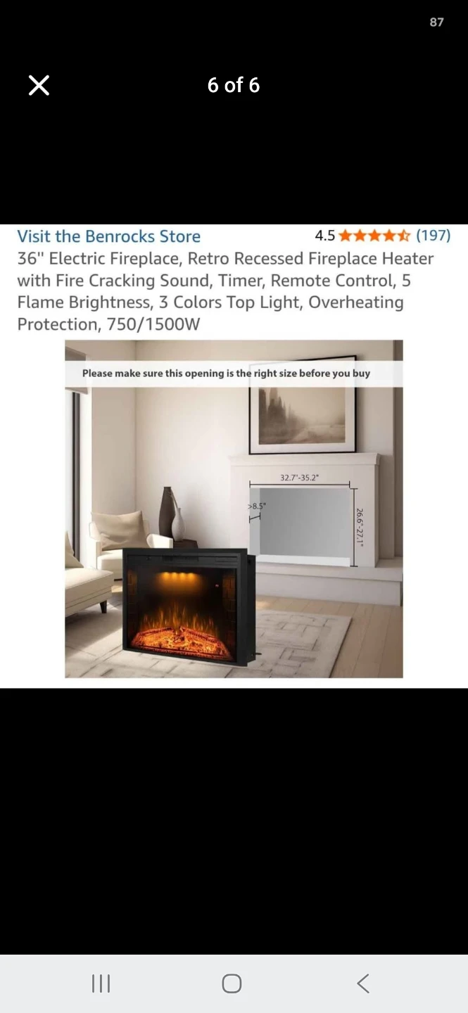Benrocks 36" Electric Fireplace Heater - photo 5