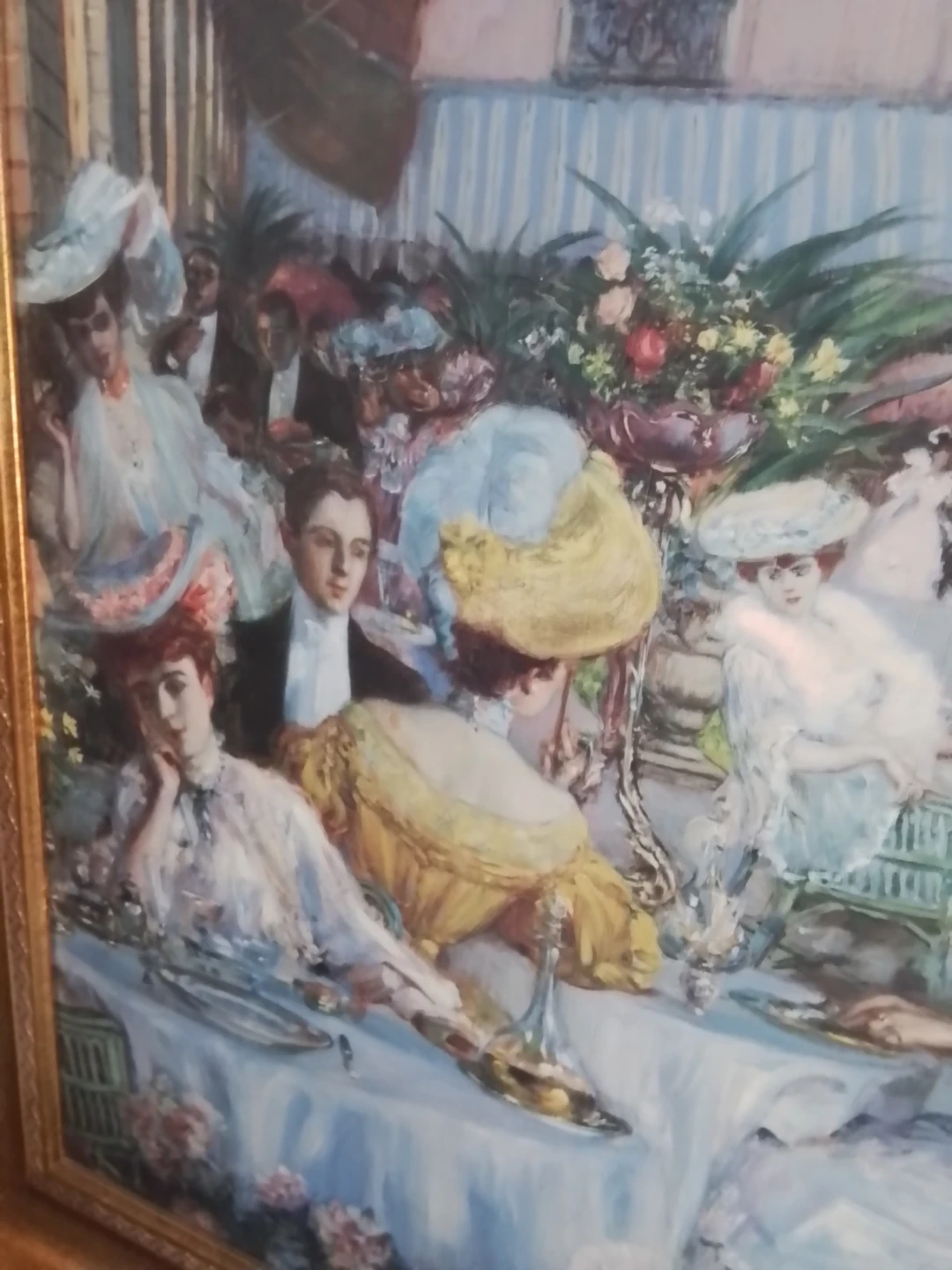 LARGE 36” Vintage Belle Époque Framed Canvas Replica - photo 3