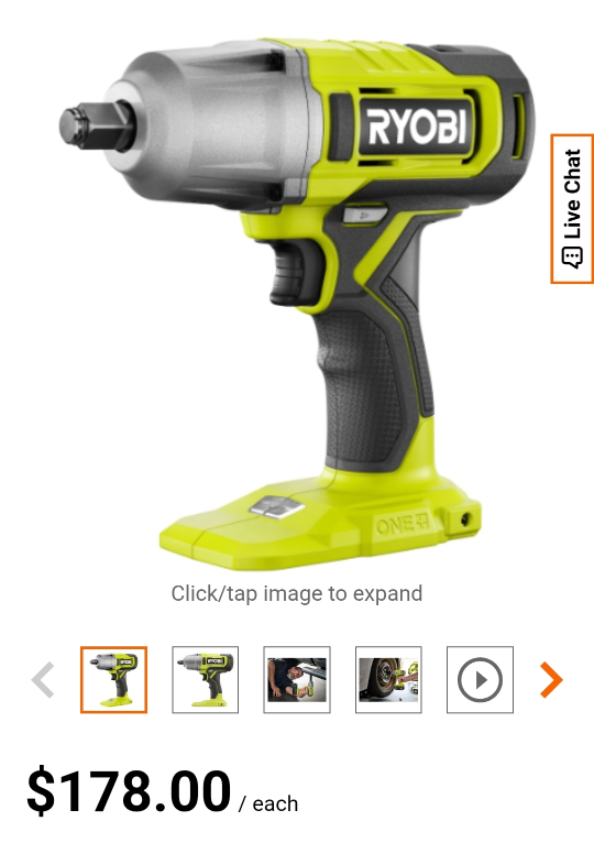 Ryobi ONE+ 18V Cordless Impact Wrench
