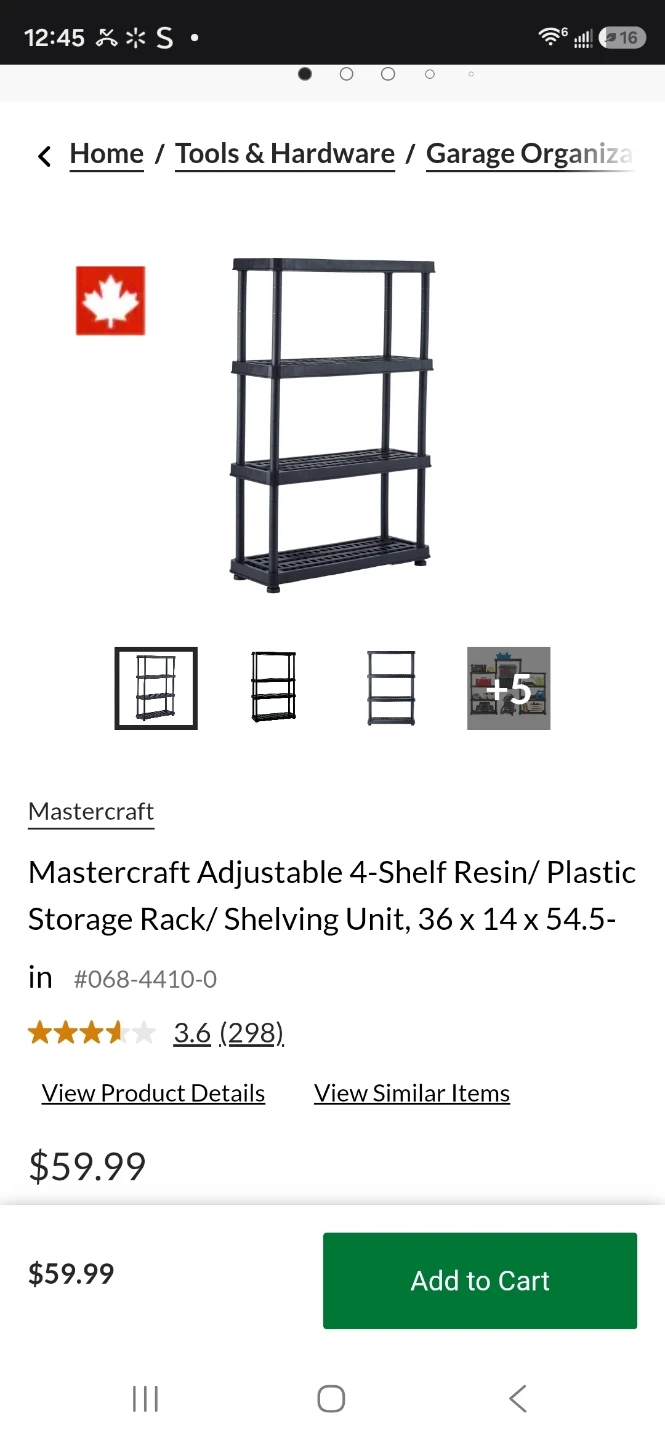 2 sets of Mastercraft Adjustable 4-Shelf Storage Unit
