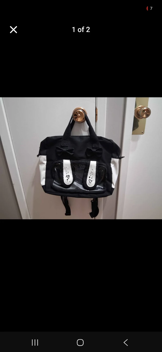 Black and white bunny design convertible bag