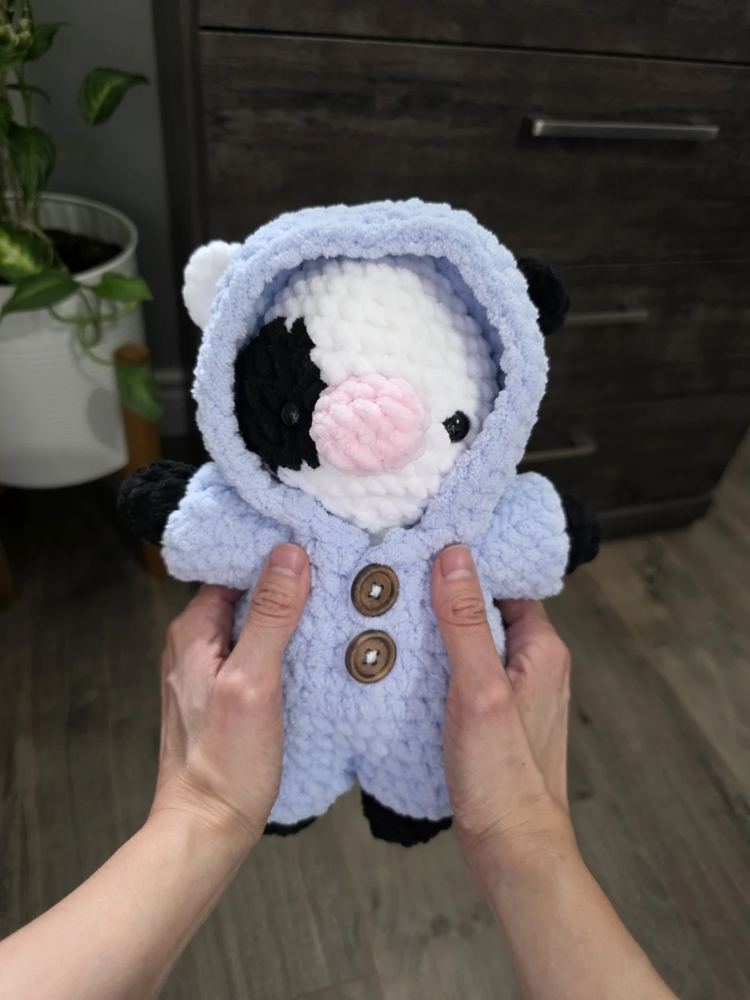 Hamdmade Crochet Amigurumi Cow with Onesie Plushie