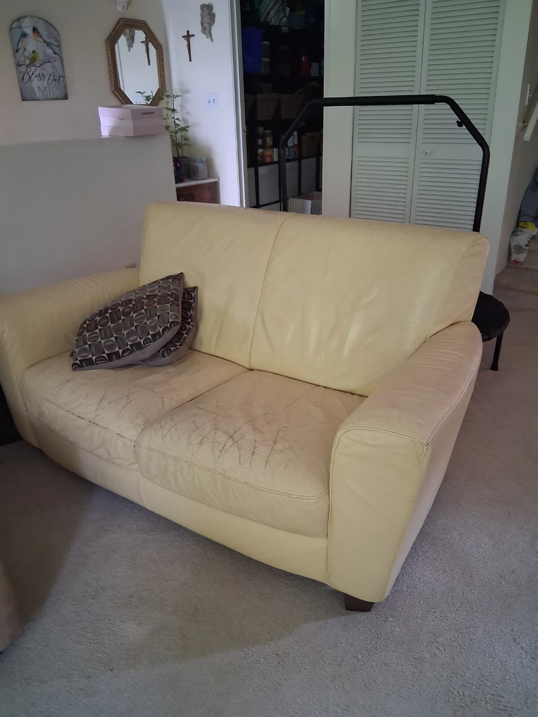 Leather love seat