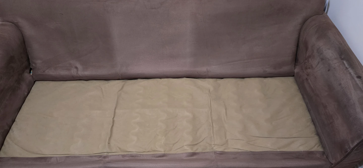Three-Seater Brown Suede Sofa - photo 4