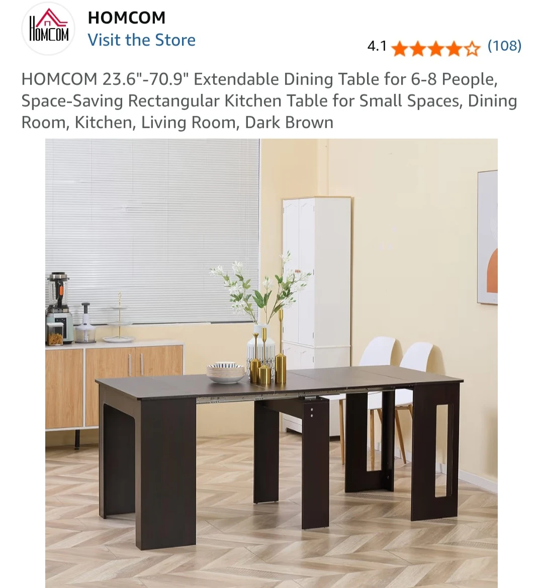 Extendable Dining Table - Dark Brown - photo 2