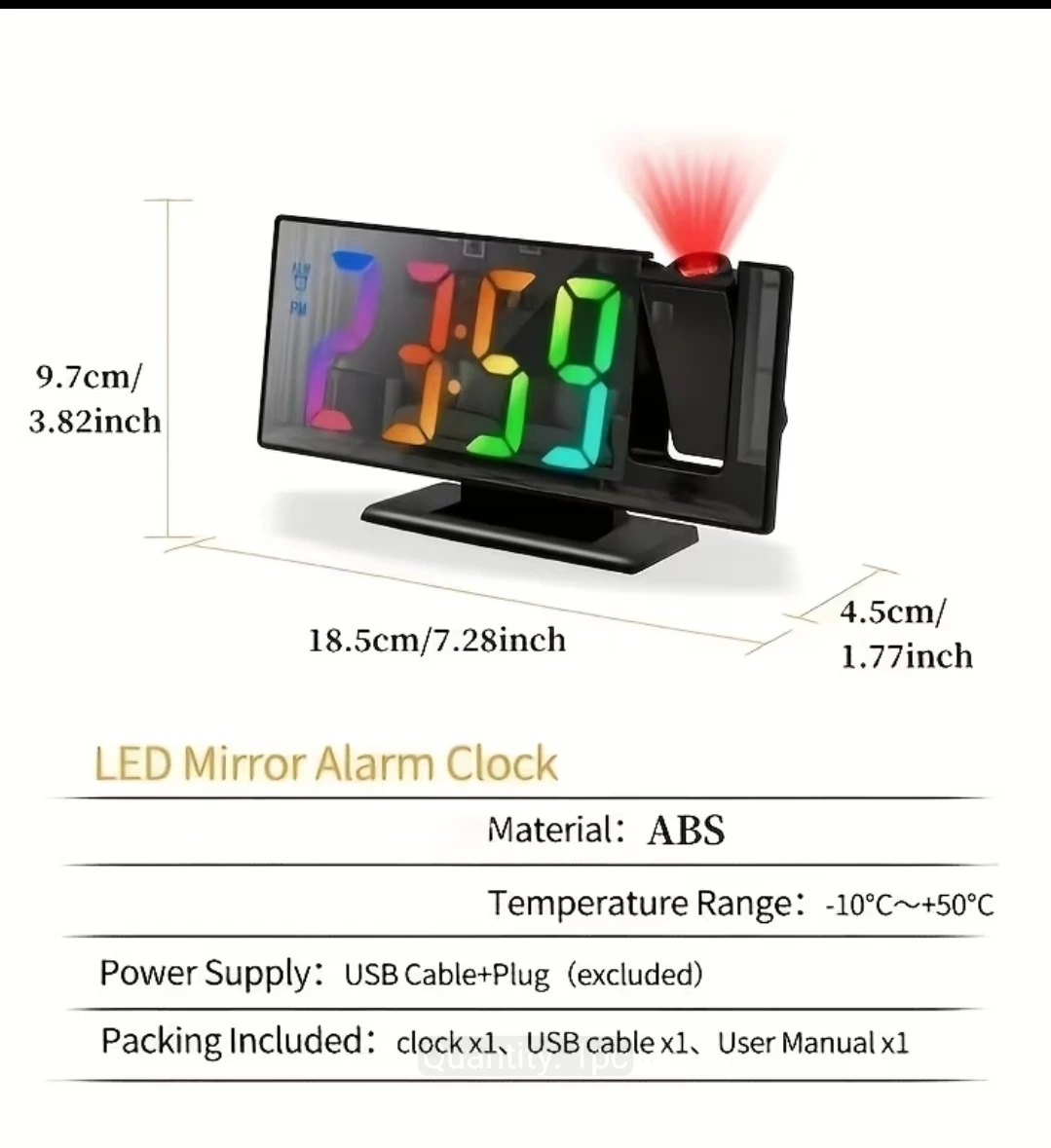 LED Mirror Projection Alarm Clock